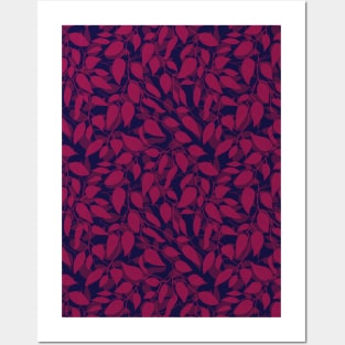Minimalist Leaf Line Art Illustration as a Seamless Surface Pattern Design Posters and Art